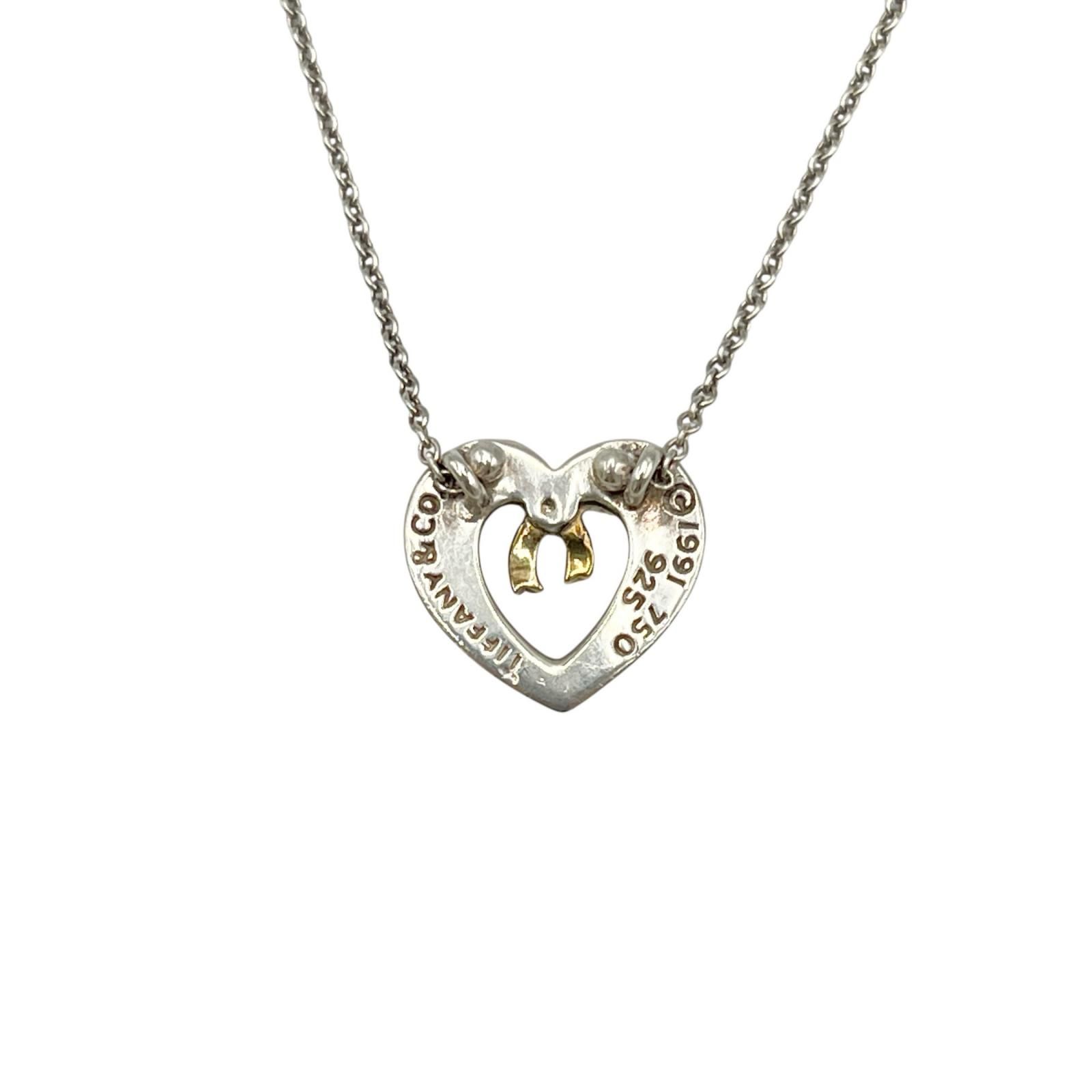 ティファニー TIFFANY&Co. ネックレス ハート リボン シルバー925/K18