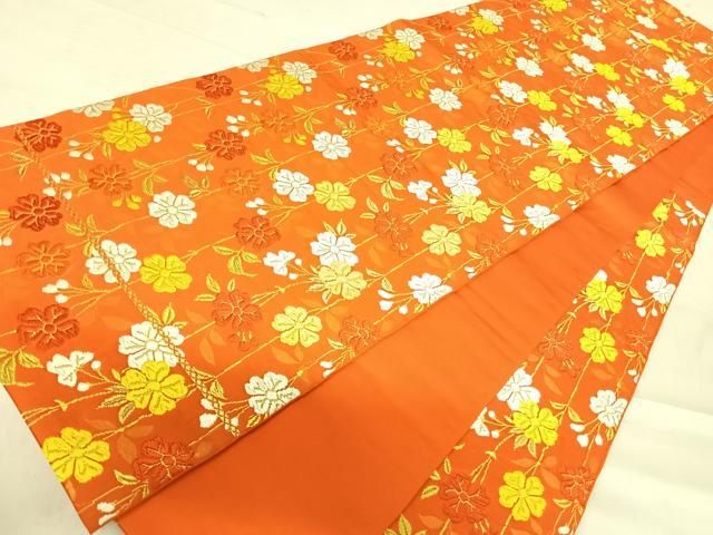 平和屋着物◎六通柄袋帯 唐織 源氏香に枝重桜文様唐織 金糸 正絹 逸品