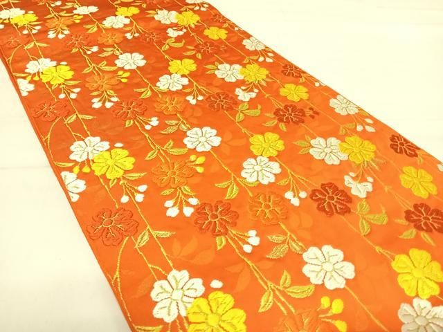 平和屋着物◎六通柄袋帯 唐織 源氏香に枝重桜文様唐織 金糸 正絹 逸品