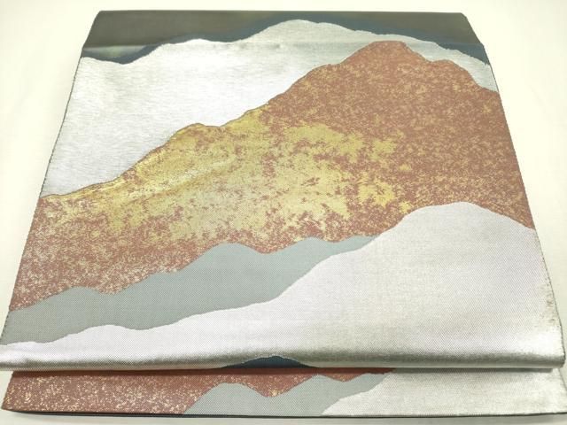 平和屋着物◎西陣 服部織物謹製 六通柄袋帯 こはく錦 重ね山 金銀糸