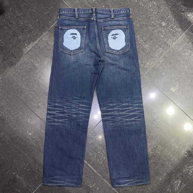 A BATHING APE HEAD DENIM PANTS SIZE-L アベイシングエイプ ヘッドデニムパンツ