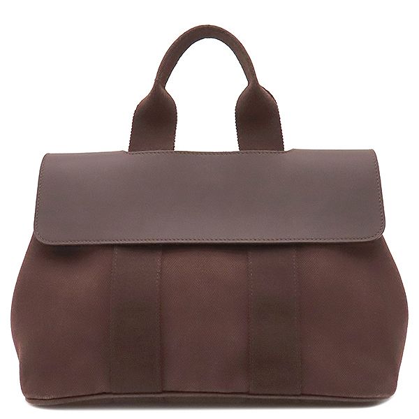 エルメス HERMES ハンドバッグ ヴァルパライソPM トワルシェブロン レザー アヴァンヌ シルバー金具 茶