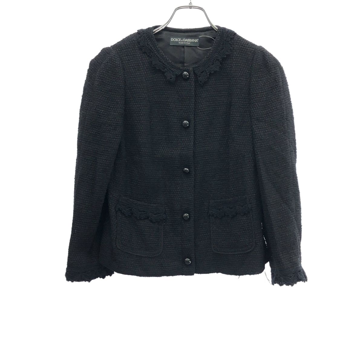 ✨希少✨ドルチェアンドガッバーナ ツイード ノーカラー ジャケット 2025年最新】D&G ／ Dolce＆Gabbana レディース ノーカラージャケット