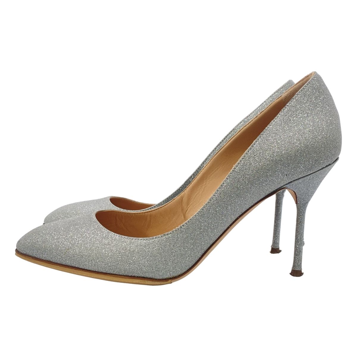 sergio rossi セルジオ ロッシ グリッターパンプス シルバー 38 - メルカリ