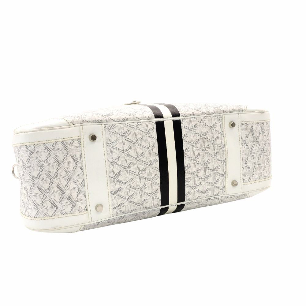 ゴヤール　白　サンジャンヌ　イニシャル入り ゴヤール GOYARD サンジャンヌGM ハンドバッグ ホワイト PVC レザー