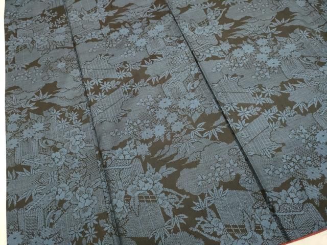 平和屋着物□本場大島紬 9マルキ 御所車花文 正絹 逸品 DABA8644du