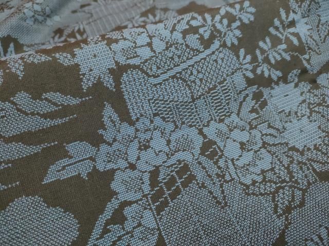 平和屋着物□本場大島紬 9マルキ 御所車花文 正絹 逸品 DABA8644du