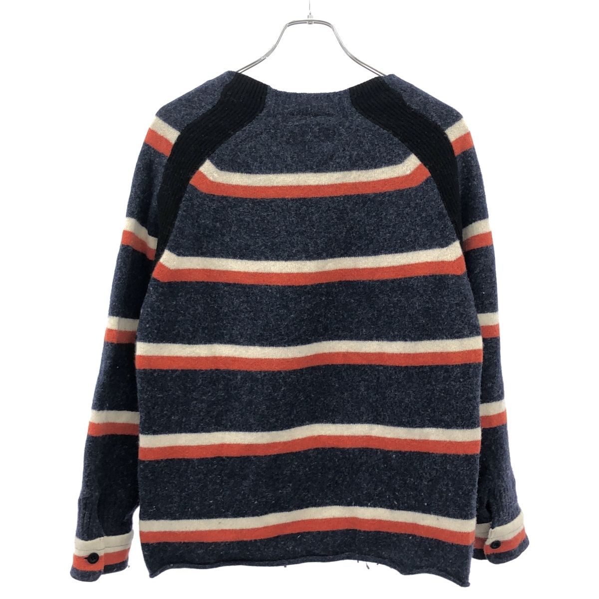 sacai サカイ 16AW ウールボーダーニットセーター 16-01150M ブルー 2