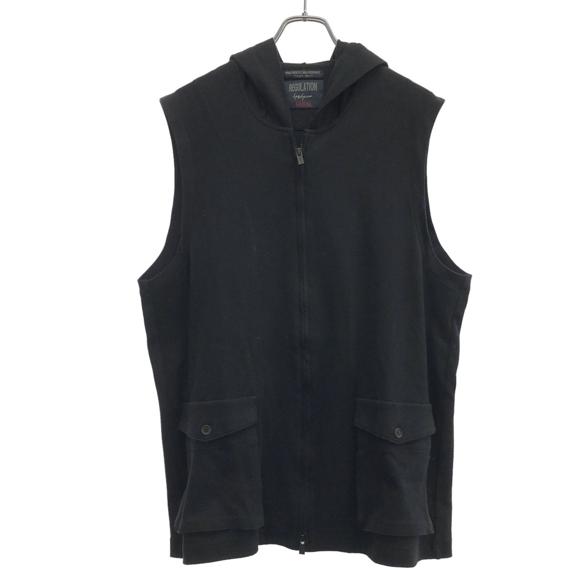 Yohji Yamamoto MEN レギュレーション ヨウジヤマモト メン 24 SS COTTON SMOOTH RE ZIP VEST ジップアップフーデッドベスト HS-T 56-082 ブラック 3