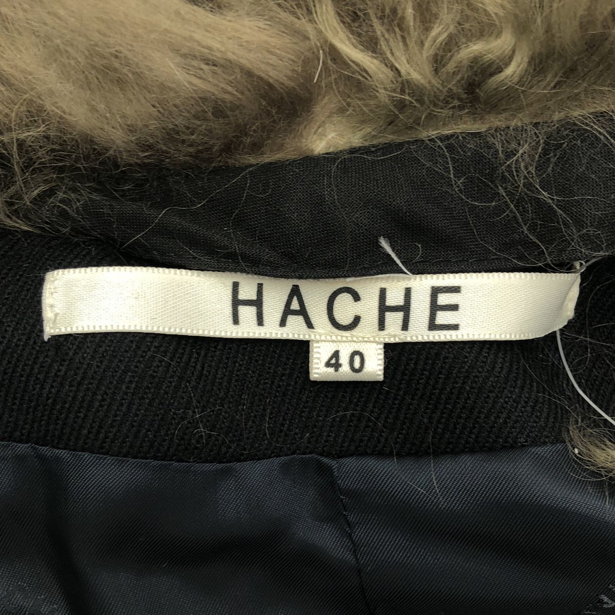 HACHE アッシュ ウールファーコート ブラック 40 - メルカリ