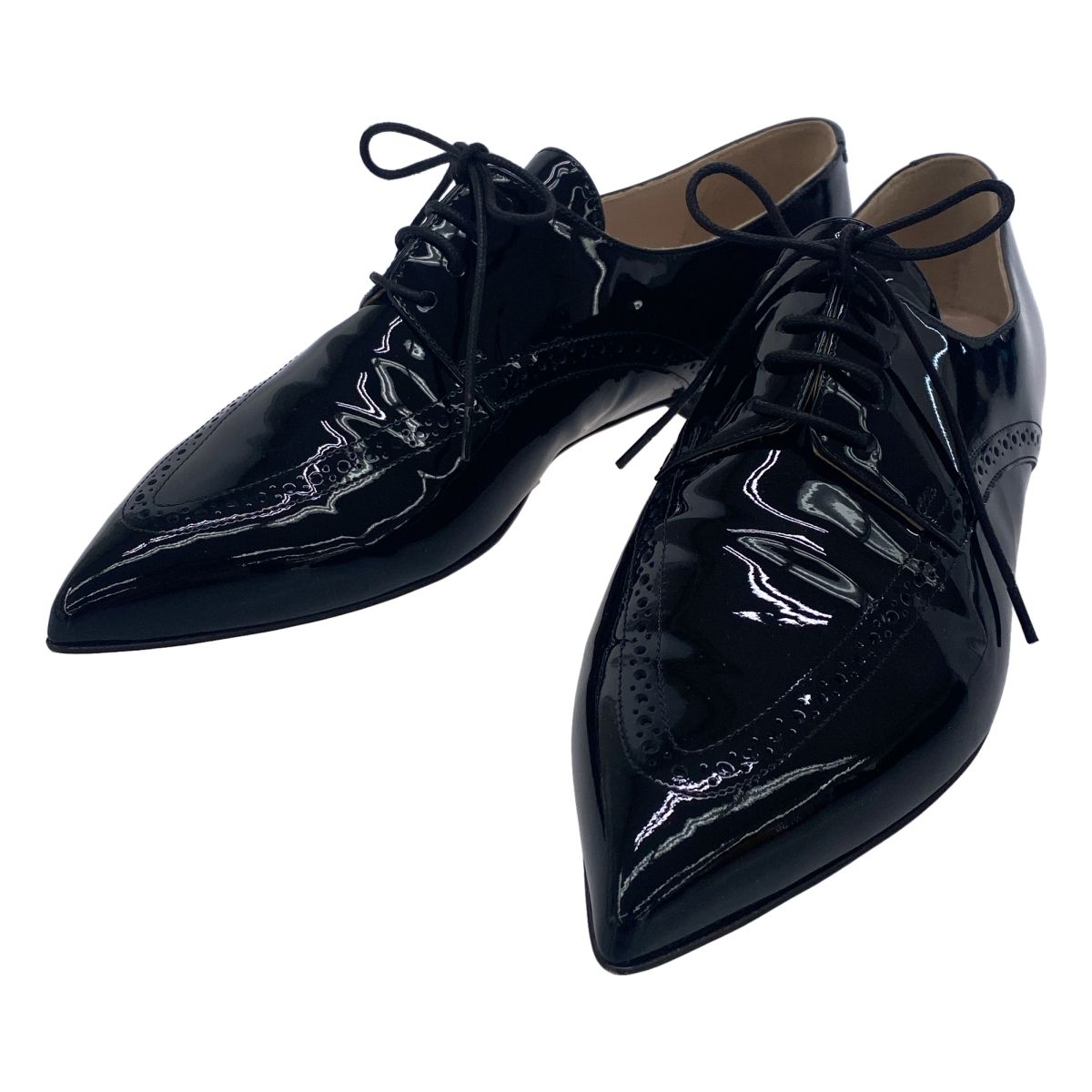 ネブローニ POINTED LACE UP SHOES パテントポインテッドレースアップシューズ 7303 ブラック 38