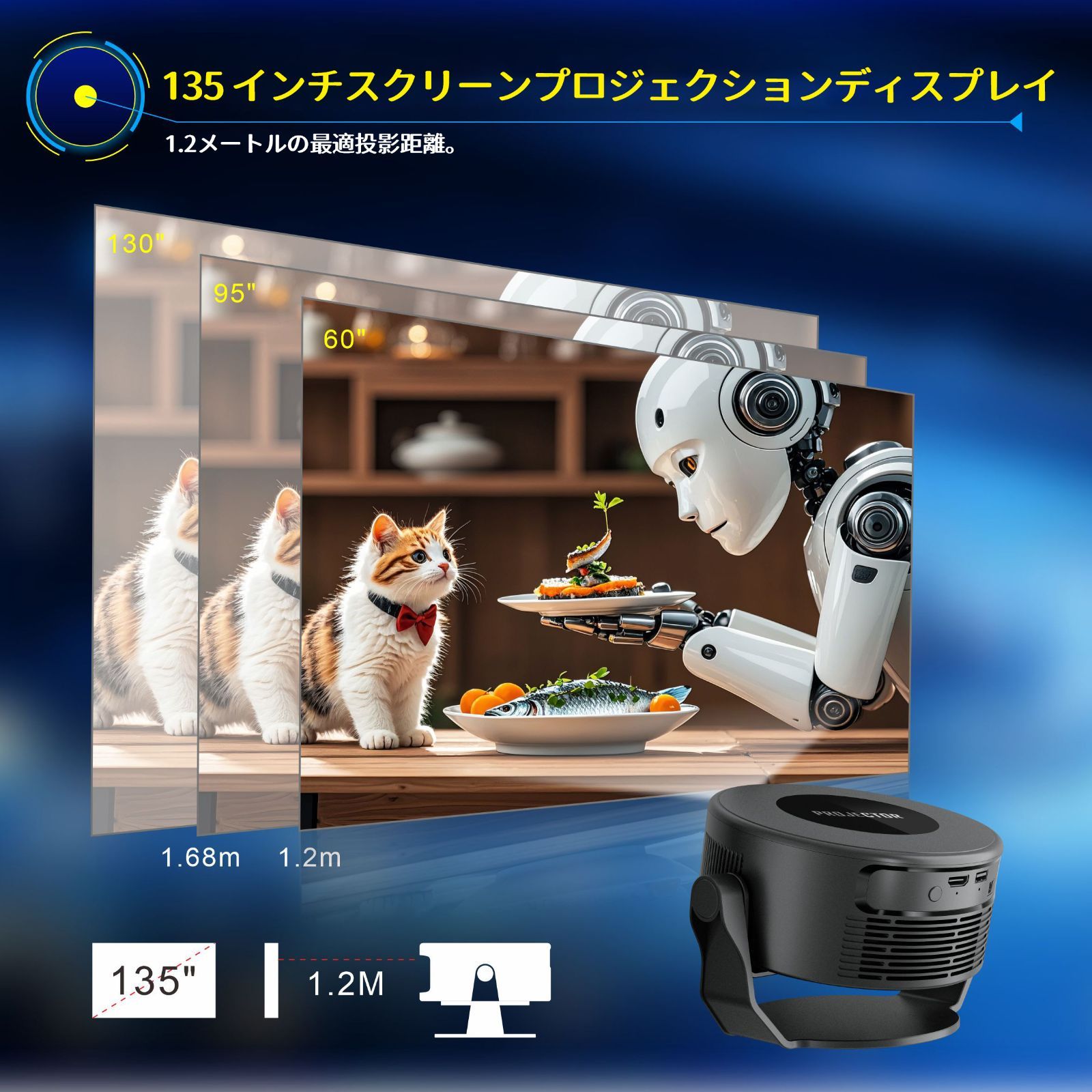 プロジェクター 家庭用 小型 【1080P 8K対応＆HDR高ダイナミック画質