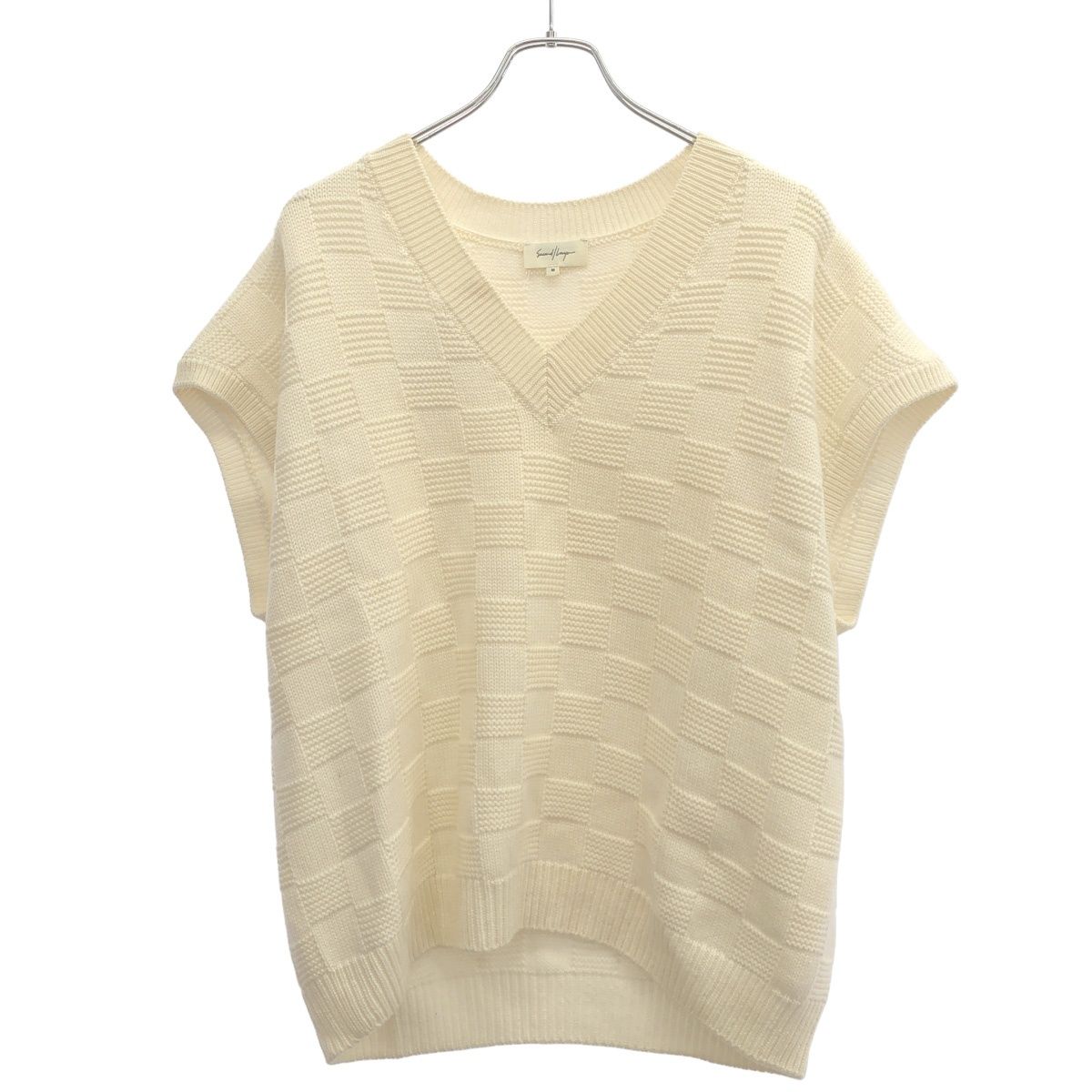SECOND LAYER セカンドレイヤー ブロックウールニットベスト AUT22-KNITS-3019 アイボリー M SECOND LAYER セカンドレイヤー ブロックウールニットベスト AUT22