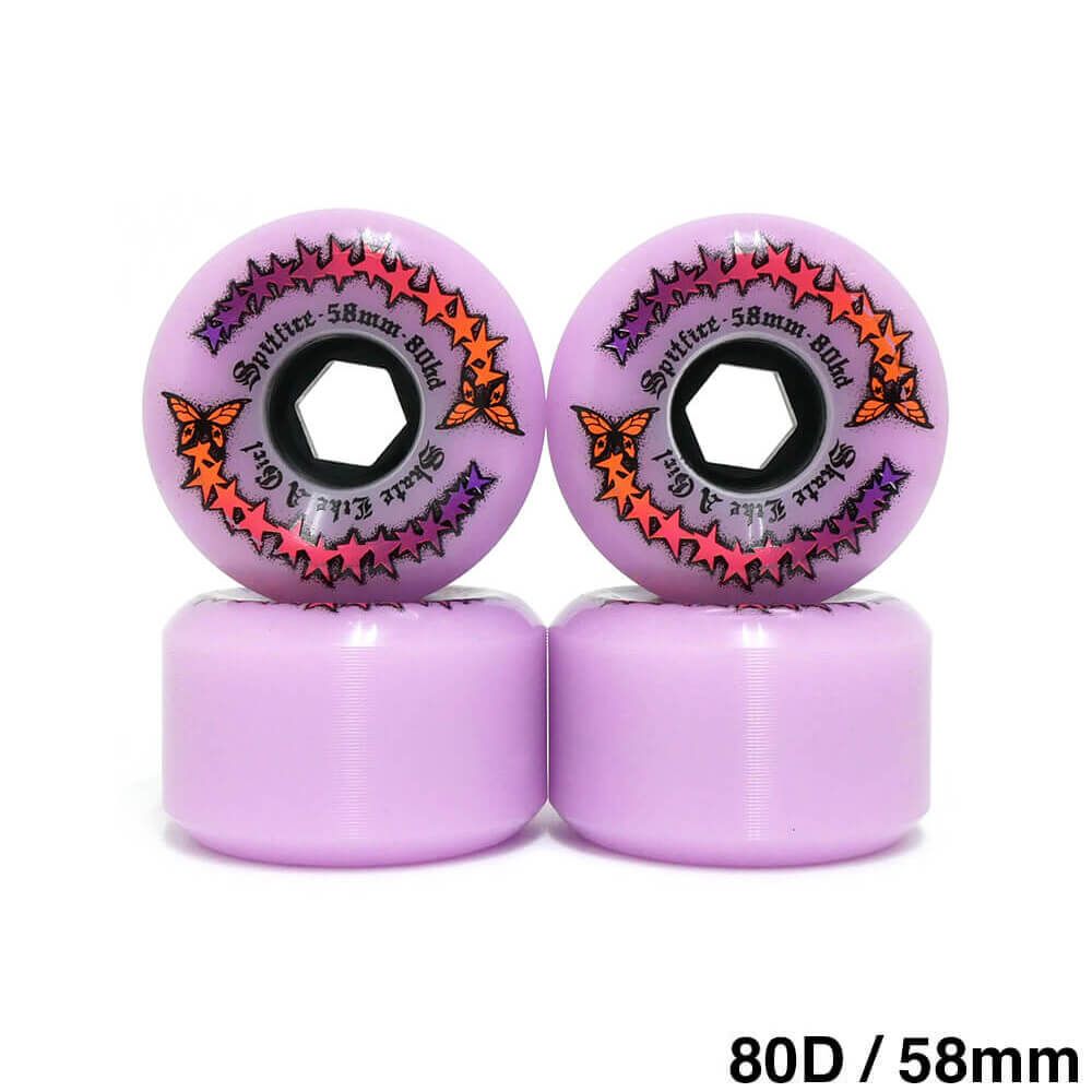 （セール）SPITFIRE WHEEL スピットファイヤー ソフトウィール（クルーザー） 80HD CONICAL FULL SKATE LIKE A GIRL EVOLUTION ラベンダー 58mm　スケートボード スケボー