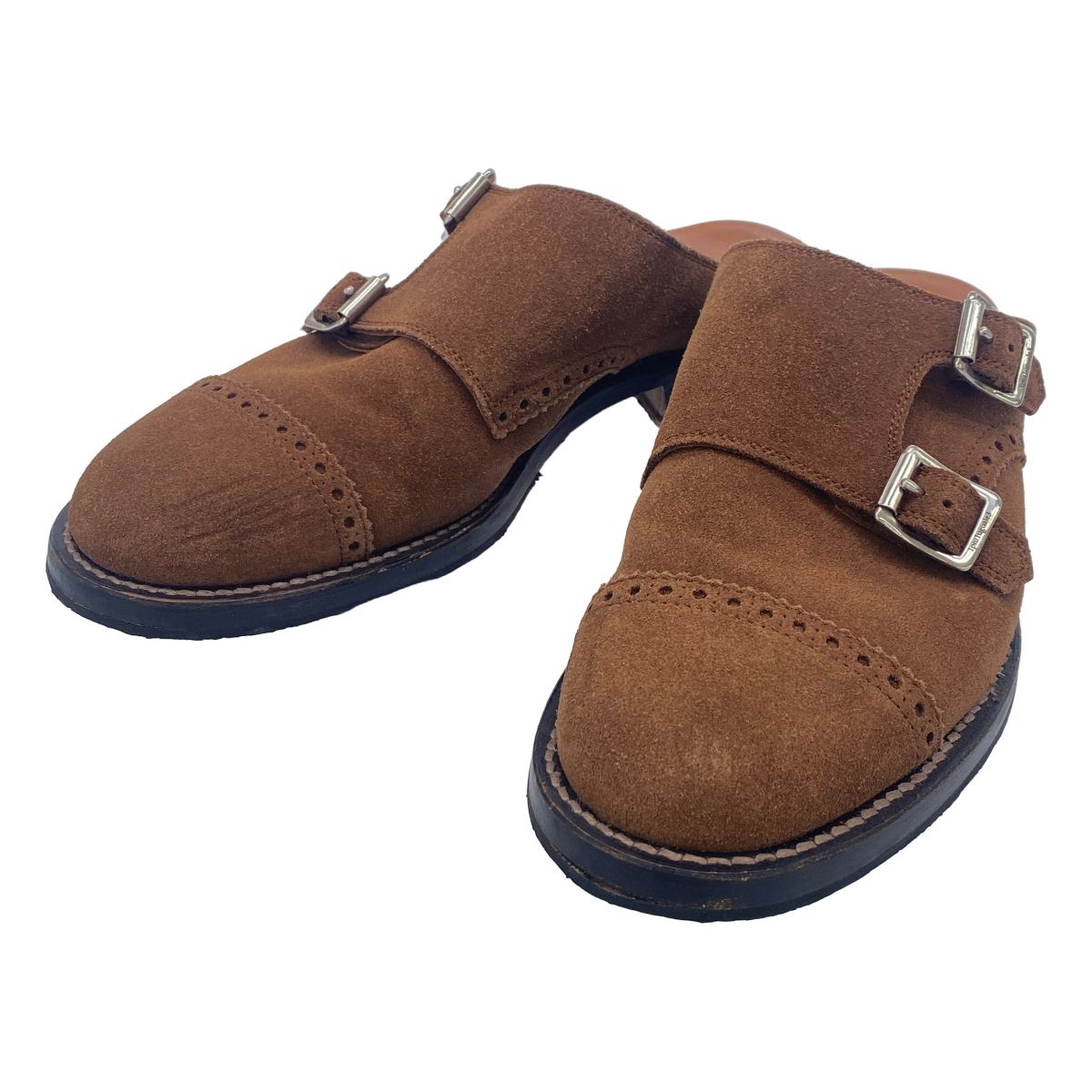 1 piu uguale 3 ウノピゥウノウグァーレトレ ダブルモンクストラップミュールサンダル ブラウン 41