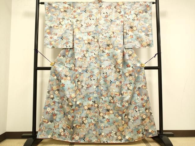 平和屋着物□上質な小紋 花蝶文 金彩 正絹 逸品 未使用 DABA8657du