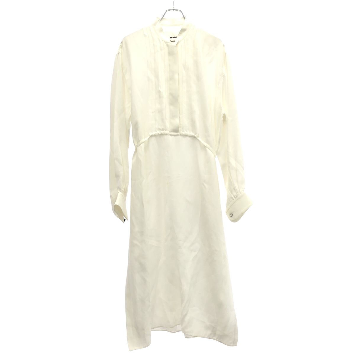 JIL SANDER ジルサンダー 23 AW レーヨンシルクプリーツベルトワンピース ホワイト 40