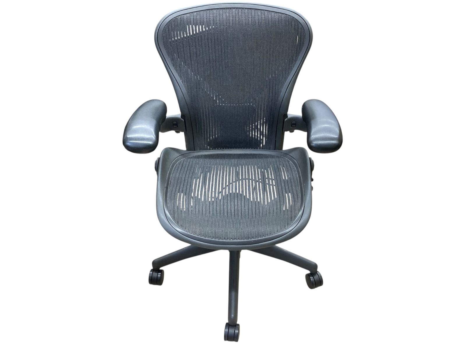 ◎Herman Miller アーロンチェア Aサイズ Aeron AE113AWA メッシュチェア 昇降 アーム キャスター可動 使用感 汚れあり