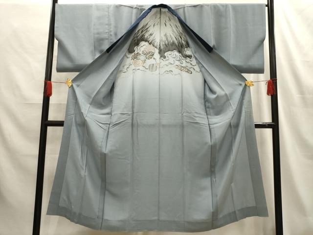 平和屋着物□男性 長襦袢 無双仕立て 手描き 一富士二鷹三茄子 暈し