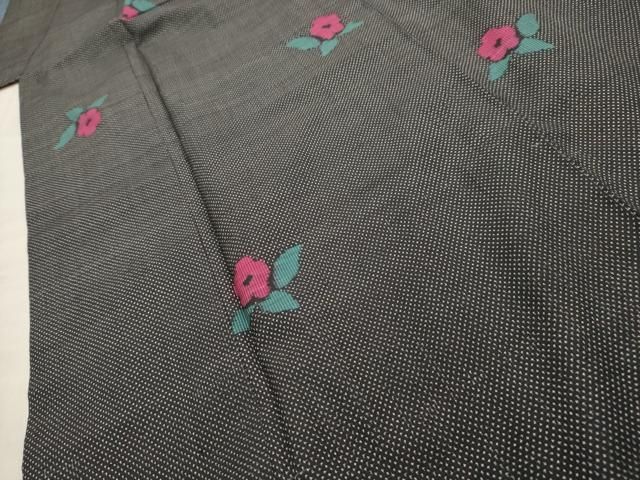 平和屋着物□本場結城紬 重要無形文化財 7マルキ 草花 正絹 逸品