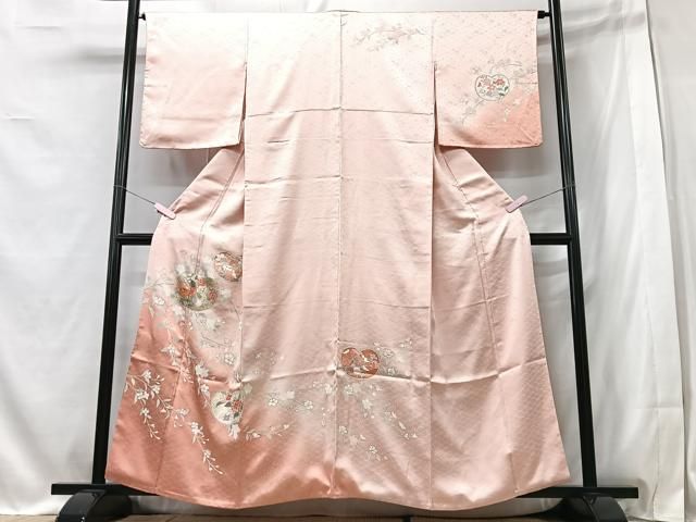 訪問着セット 鈴乃屋 染め分け 平和屋着物□訪問着 駒刺繍 草花文 暈し染め 鈴乃屋扱い 正絹 逸品