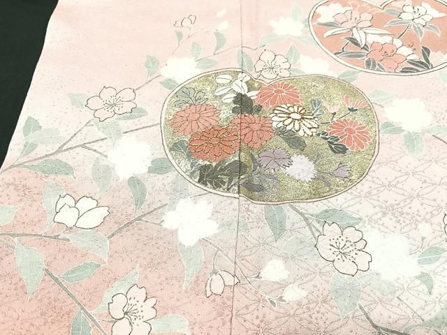 平和屋着物□訪問着 駒刺繍 草花文 暈し染め 鈴乃屋扱い 正絹 逸品