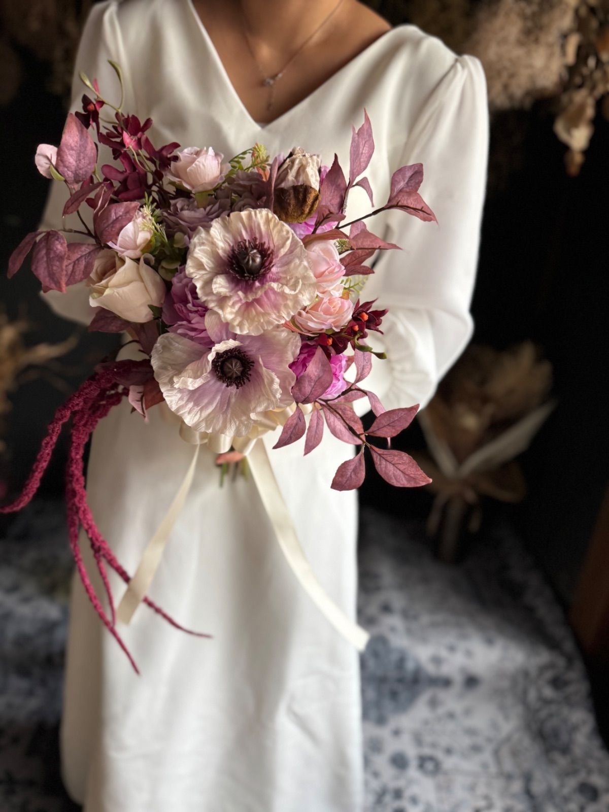 くすみパープルクラッチブーケ