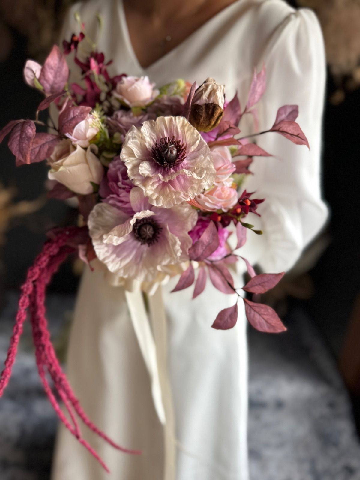 くすみパープルクラッチブーケ ブートニア