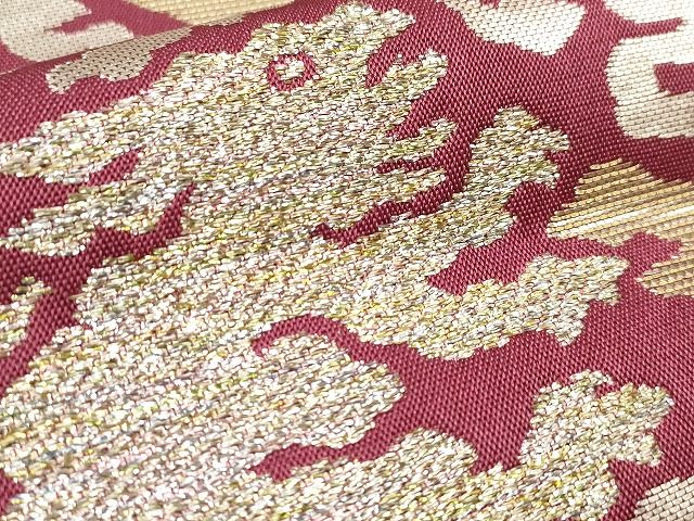 平和屋着物○龍村美術織物 たつむら 六通柄 本袋帯 双対獣文 金銀糸