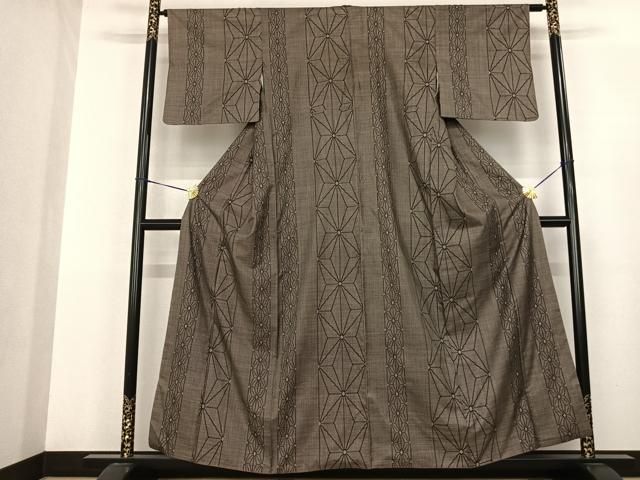 平和屋着物●本場大島紬 一元絣 麻の葉間道 正絹 fy