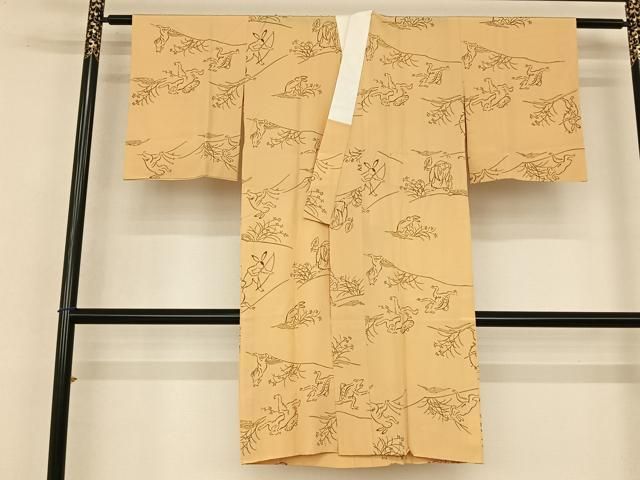 平和屋着物●長襦袢 無双仕立て 鳥獣戯画 正絹 fy