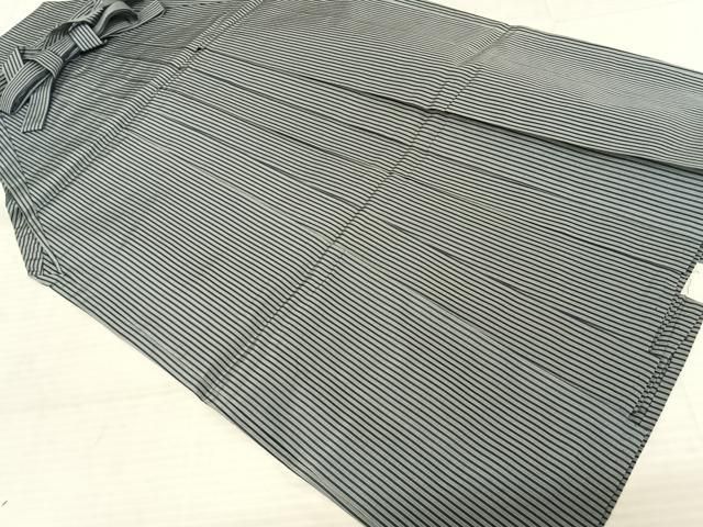 平和屋着物●男性 馬乗り袴 縞 正絹 fy