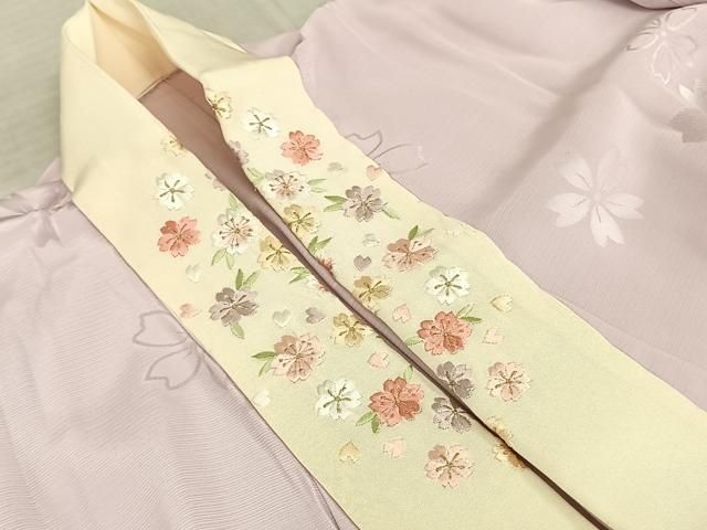 平和屋着物○振袖用長襦袢 無双仕立て 舞花地紋 鴇鼠色 やまと誂製 半