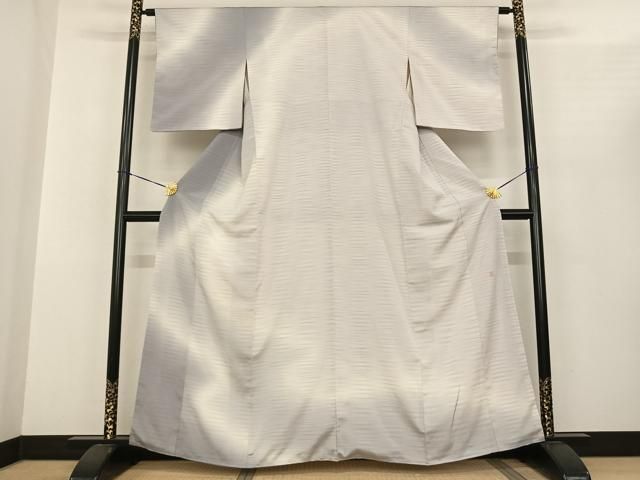 平和屋着物○本塩沢 やまだ織 訪問着 染色作家 桐村博 横縞 暈し染め