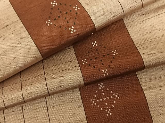 平和屋着物●上質な紬 花織 間道 正絹 fy