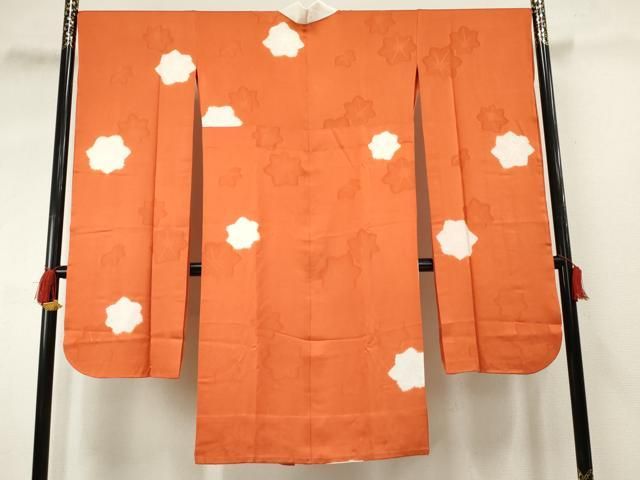 平和屋着物●振袖用長襦袢 無双仕立て 絞り 楓地紋 正絹 cs