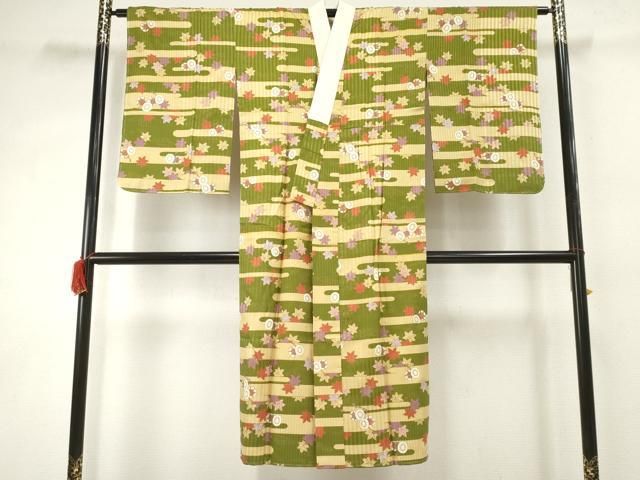 平和屋着物○長襦袢 袷 楓鼓文 金彩 正絹 逸品 未使用 AABF2986cs