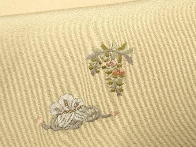平和屋着物○上質な小紋 総刺繍 吉祥草花文 金糸 正絹 逸品 AABF2987cs