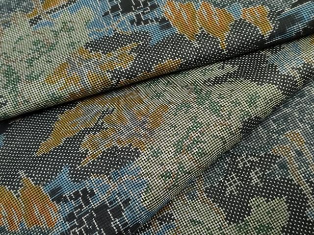 平和屋着物●本場大島紬 一元7マルキ 樹林風景文 正絹 cs