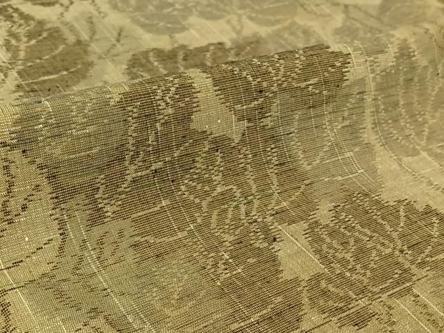  平和屋着物▽上質な紬 単衣 草葉文 正絹 jh 紬 着物