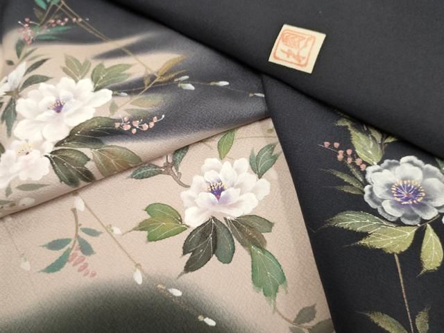  平和屋着物●訪問着 作家物 手描き 草花文 暈し染め 正絹 ♥ cs 訪問着 付け下げ 着物