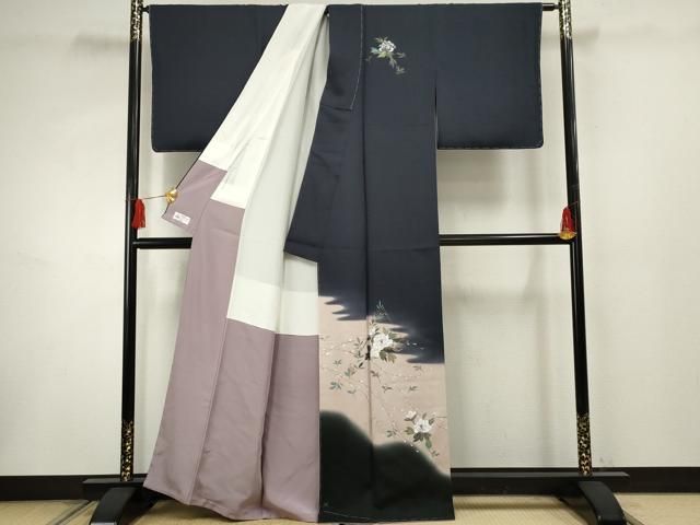 平和屋着物●訪問着 作家物 手描き 草花文 暈し染め 正絹 ♥ cs