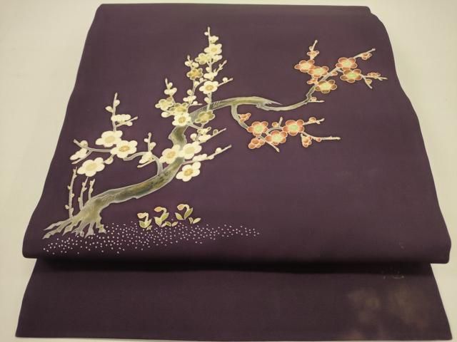 平和屋着物○東京友禅 熊谷好博子 塩瀬 九寸名古屋帯 枝梅 正絹 逸品