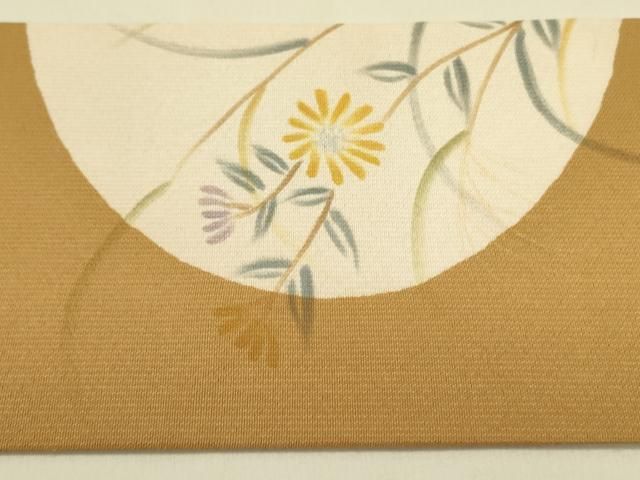  平和屋着物●九寸名古屋帯 手描き 草花文 金銀彩 正絹 op 名古屋帯 帯