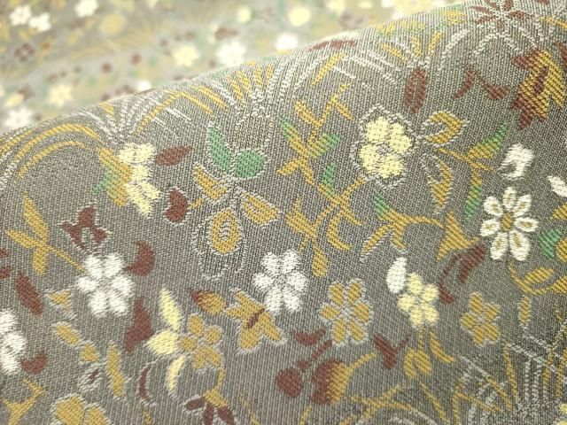  平和屋着物●全通柄袋帯 横段花文 正絹 ♥ op 袋帯 帯