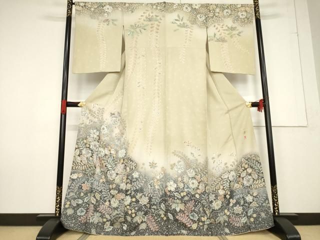 平和屋着物○吉乃一廉 幻の辻が花 訪問着 絞り 舞花文 銀通し地 正絹