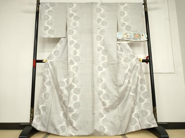 平和屋着物○本場大島紬 白大島 カタス9マルキ 淡麗鞠集め 窪田織物