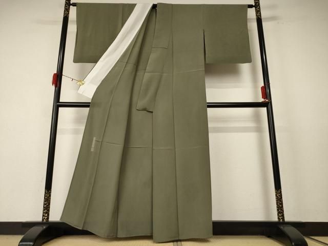 平和屋着物＊夏物 色無地 紗 作家物 柿湯染 鶸茶色 正絹 逸品