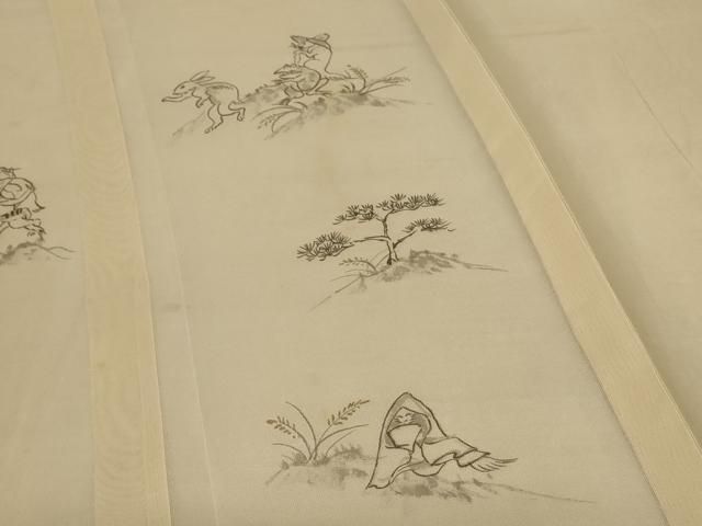 平和屋着物＊夏物　訪問着　鳥獣戯画　狐の嫁入り　正絹　逸品　AABF2793jd 平和屋着物＊夏物 訪問着 鳥獣戯画 狐の嫁入り 正絹 逸品 AABF2793jd