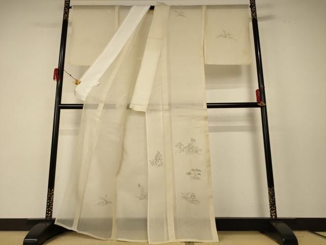 平和屋着物＊夏物 訪問着 鳥獣戯画 狐の嫁入り 正絹 jd